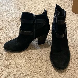 Black suede and leather booties